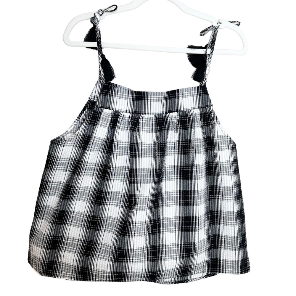 NWT BB Dakota Steve Madden Large Plaid Tassel Tank Top - Picture 5 of 8